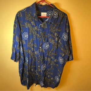 Chicago Cubs Hawaiian Tropical Flower Casual Short Sleeve Button Shirt 3XL Big